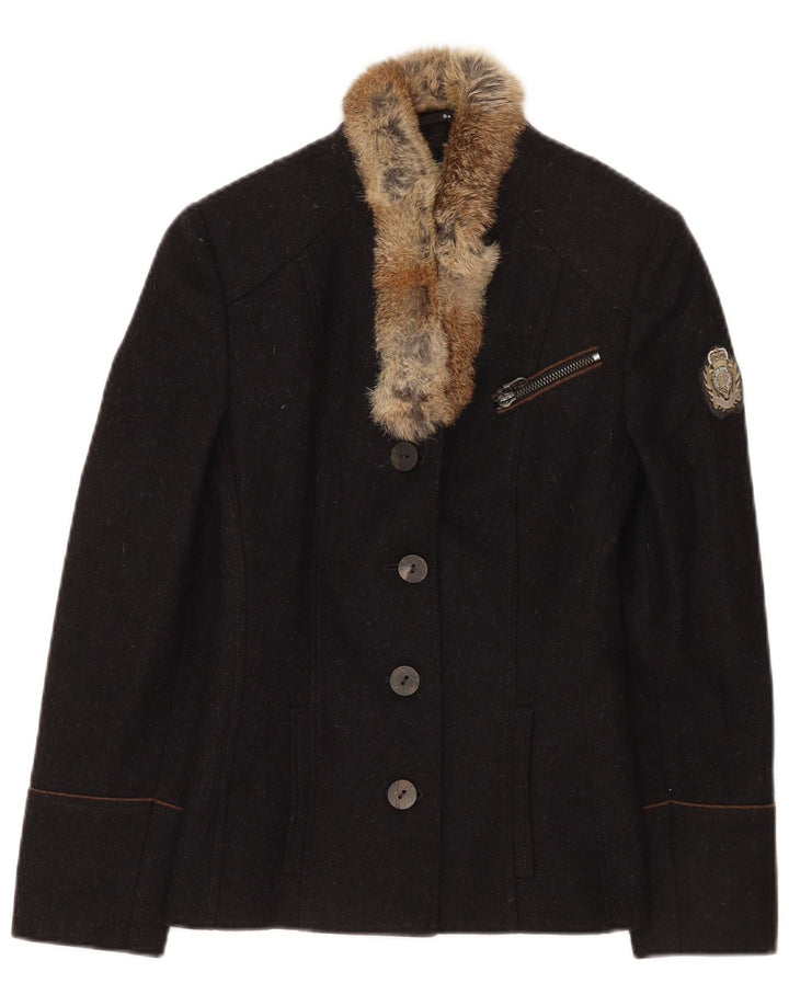 Allwerk Chaqueta Blazer de 4 Botones para Mujer EU 34 XS Lana Virgen Negra