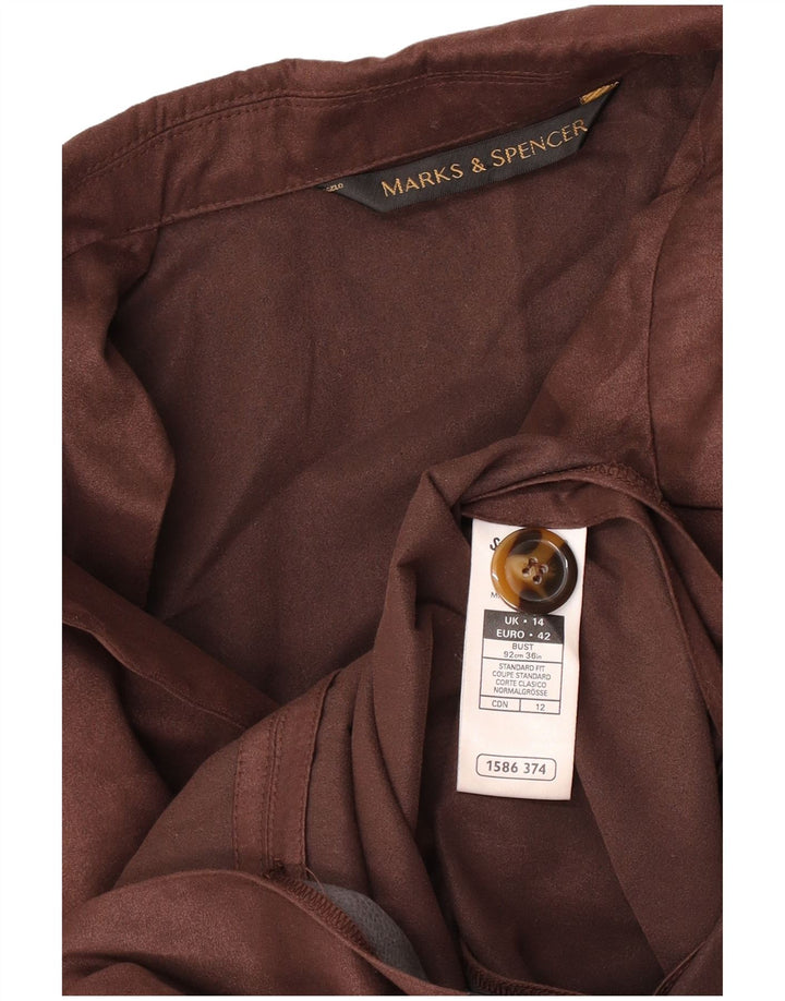 Marks & Spencer Chaqueta tipo blazer de 3 botones para mujer UK 44 Grande Poliéster marrón
