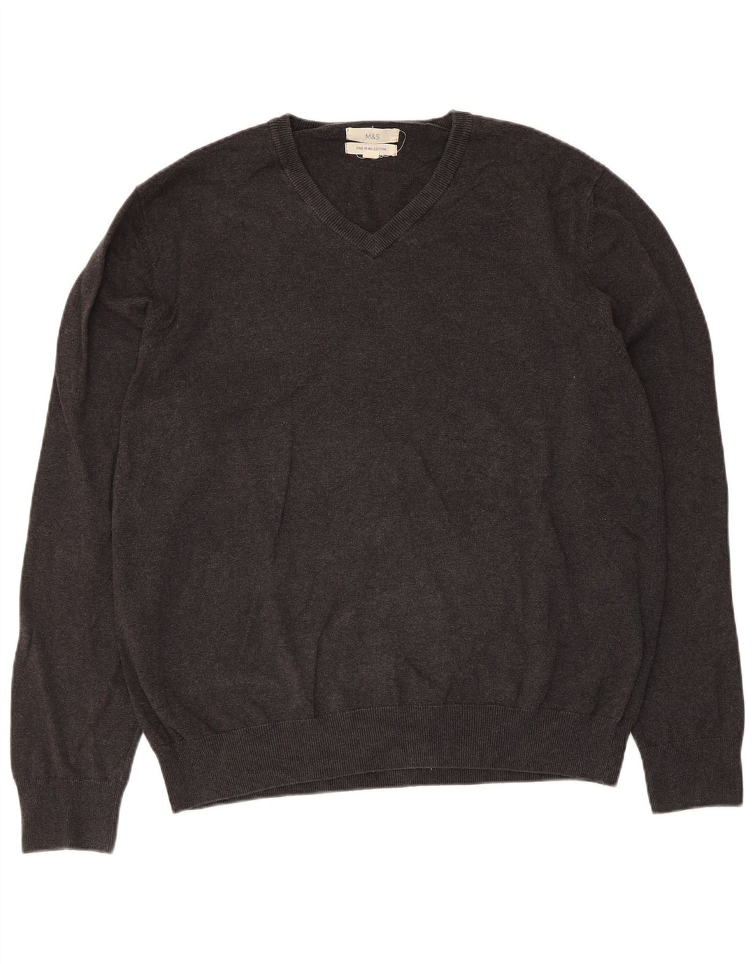 Marks & Spencer Jersey con cuello en V para hombre XL Algodón gris