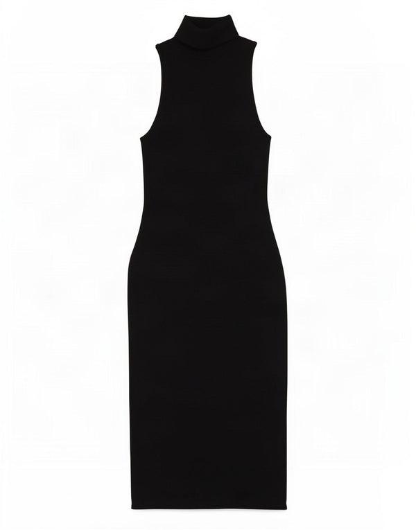 Zara Vestido tipo jersey sin mangas para mujer UK 40 Mediano Algodón negro