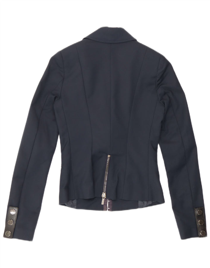 Elisabetta Franchi Chaqueta Blazer para Mujer IT 40 Small Azul Marino Algodón