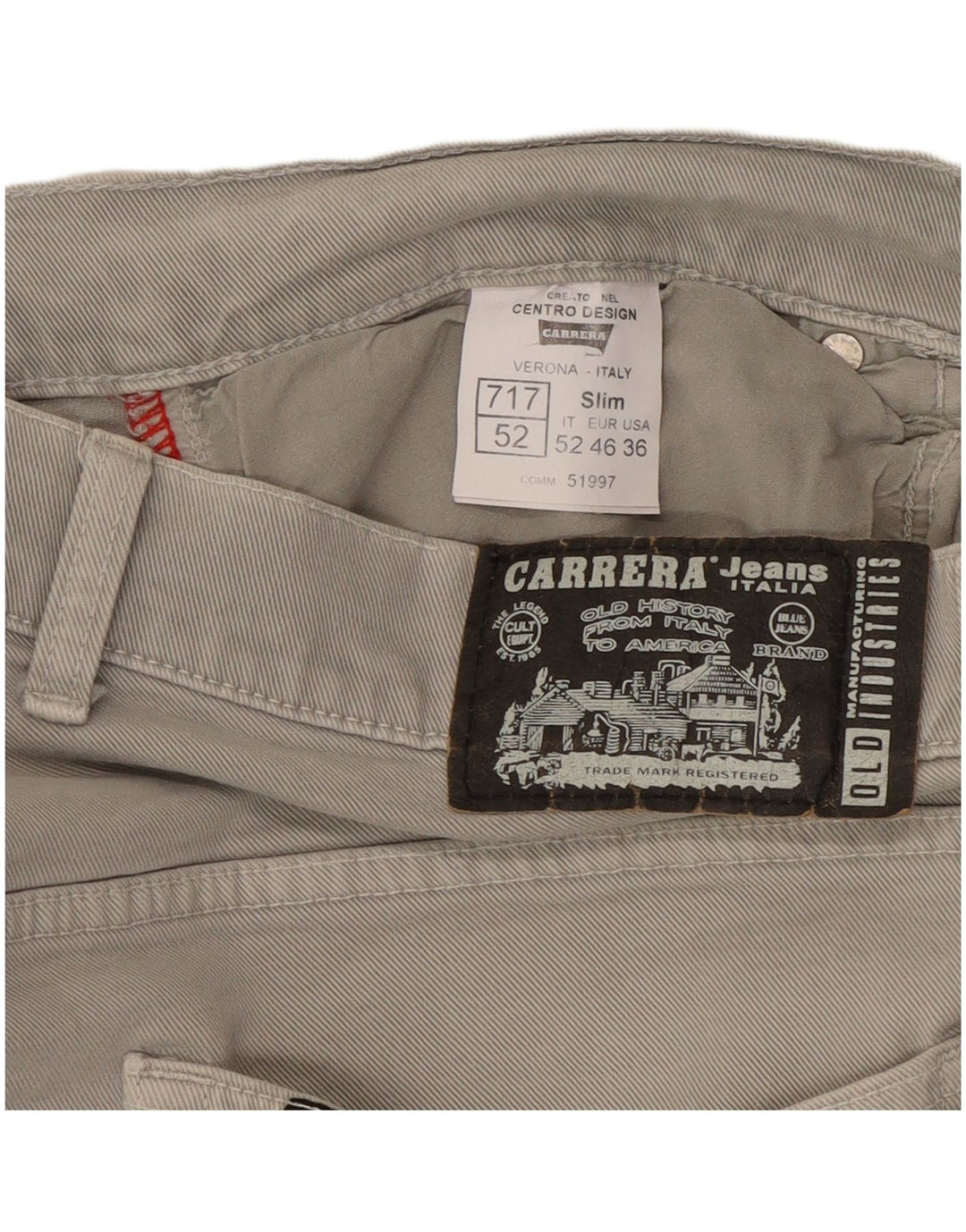 Carrera Mens 717 Slim Jeans W36 L33 Algodón Gris
