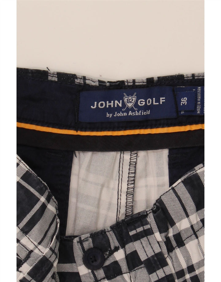 JOHN ASHFIELD Mens Chino Shorts W36 Large Black Check Cotton Vintage John Ashfield and Second-Hand John Ashfield from Messina Hembry 