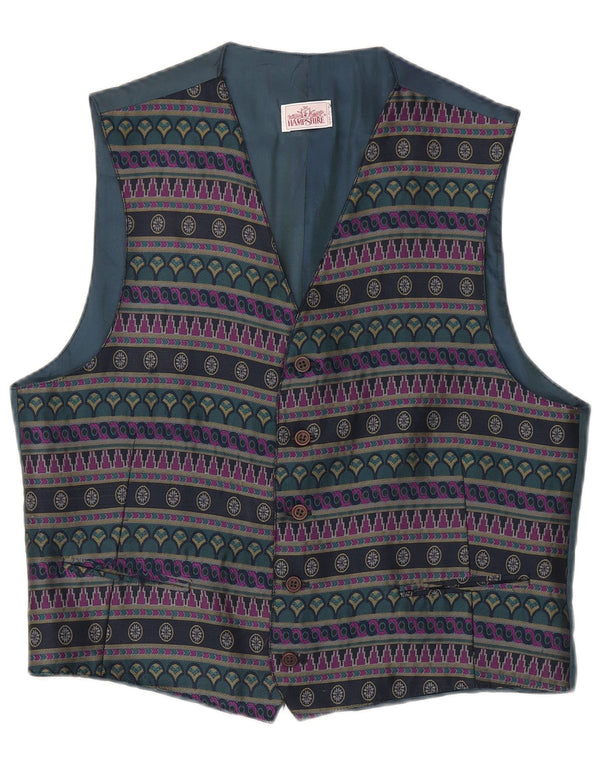 Chaleco Vintage Hombre XL Poliéster Geométrico Azul Marino