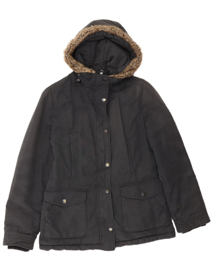 Refrigue Parka con capucha para mujer UK 10 Small Black Cotton