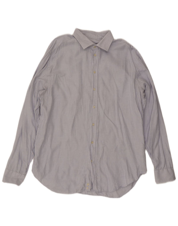 Armani Collezioni Camisa para hombre Talla 44 17 1/2 XL Azul Geométrico