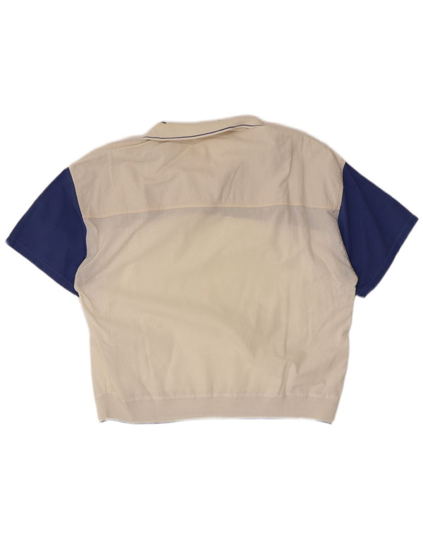 VINTAGE Polo de mujer Reino Unido 16 Bloque de color blanco grande