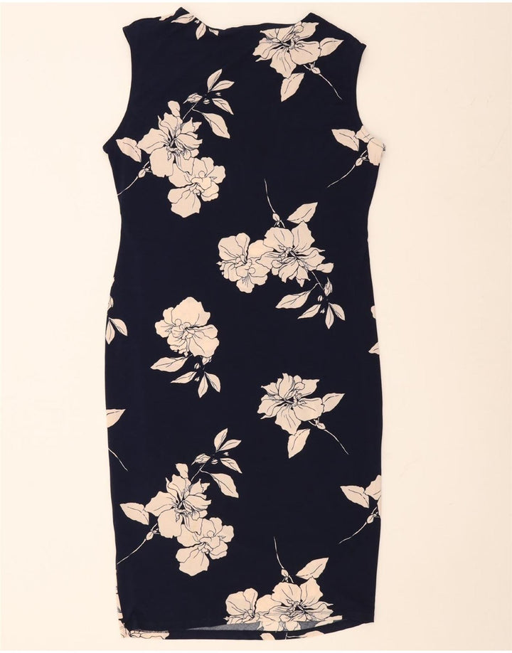 MARKS & SPENCER Womens Sheath Dress UK 14 Medium  Navy Blue Floral