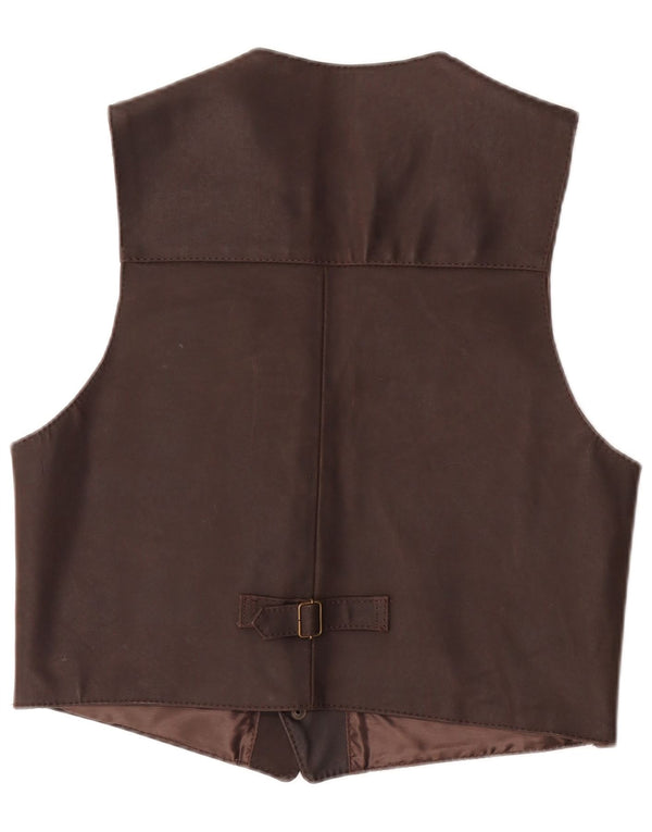 Chaleco de cuero vintage para hombre cuero marrón medio