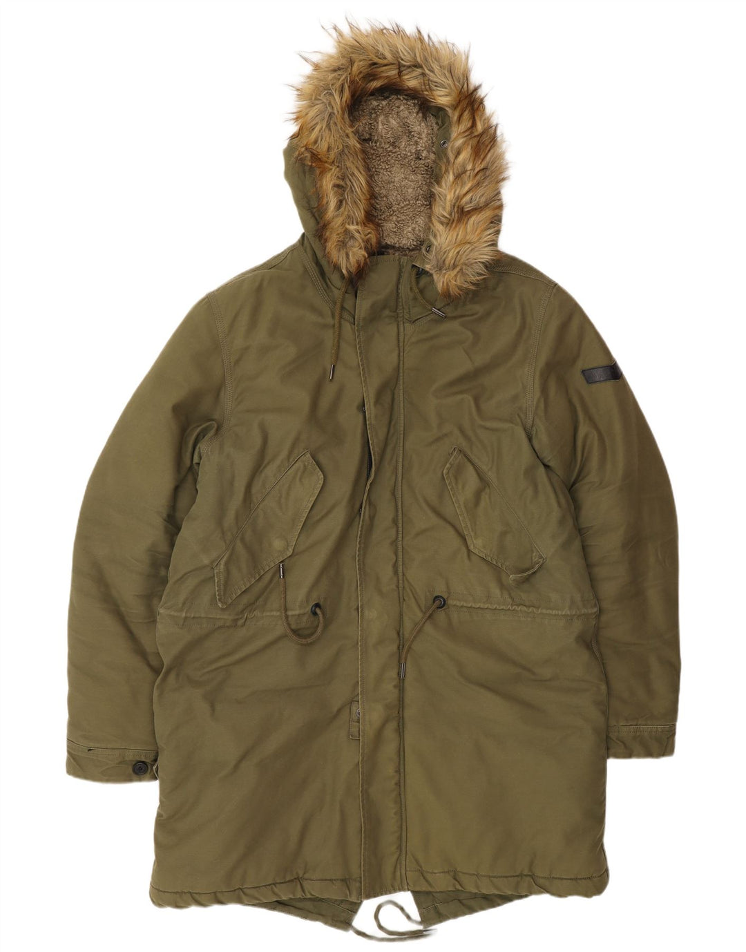 DIESEL Parka con capucha para hombre UK 42 XL Algodón caqui