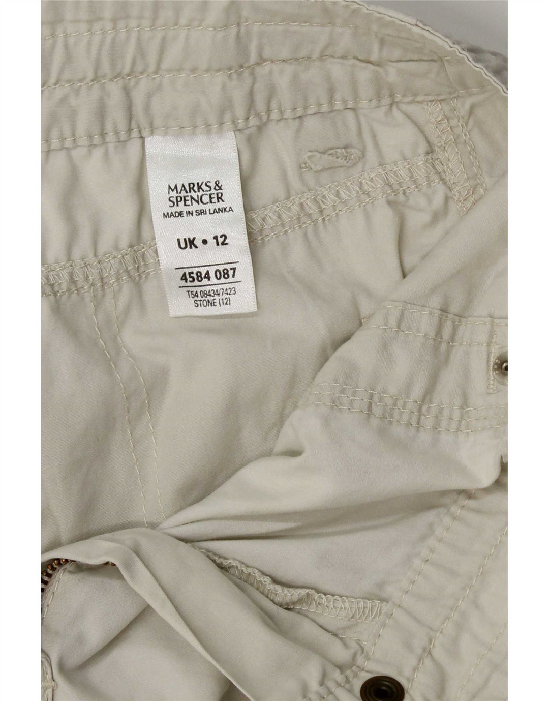 Marks & Spencer Pantalones cortos cargo para mujer UK 12 Medium W30 Algodón beige