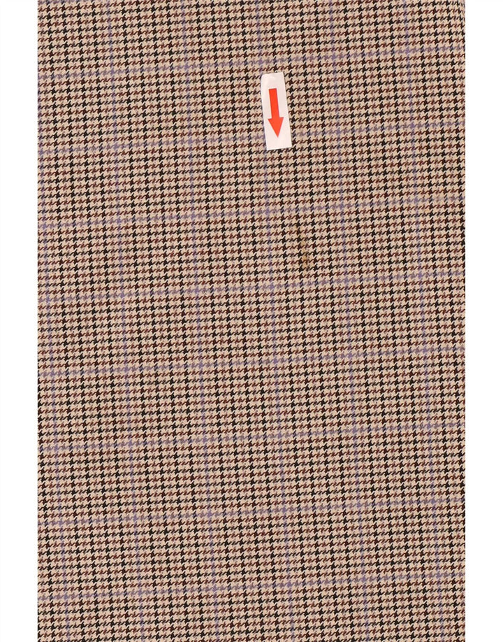 Zara Mujer Blusa De Manga Larga Top UK 44 Poliéster De Pata De Gallo Marrón Medio
