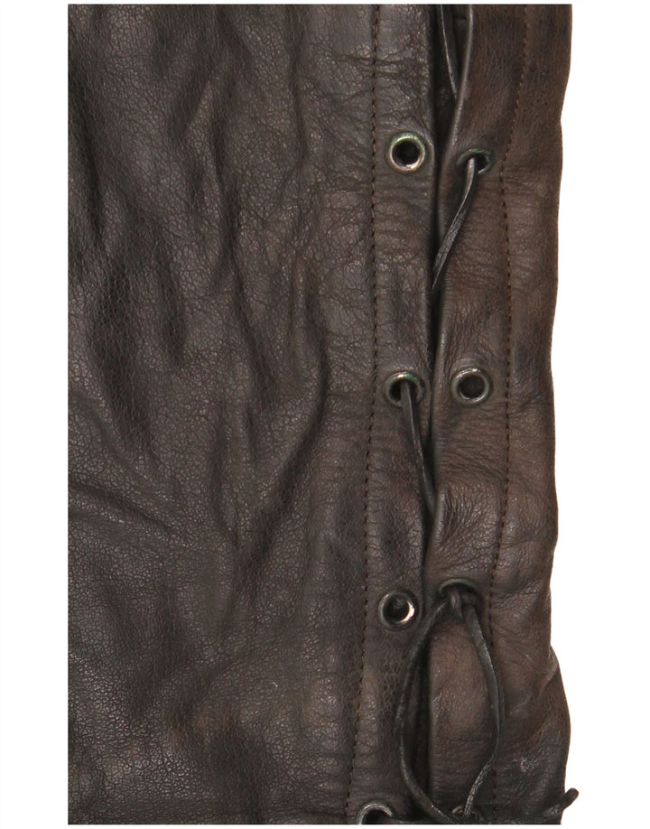 Pantalones de cuero vintage para hombre W36 L34 Negro