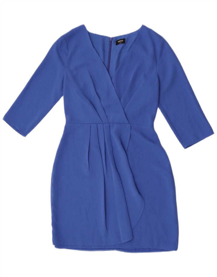 Oasis Vestido tubo de manga 3/4 para mujer UK 8 Small Poliéster azul