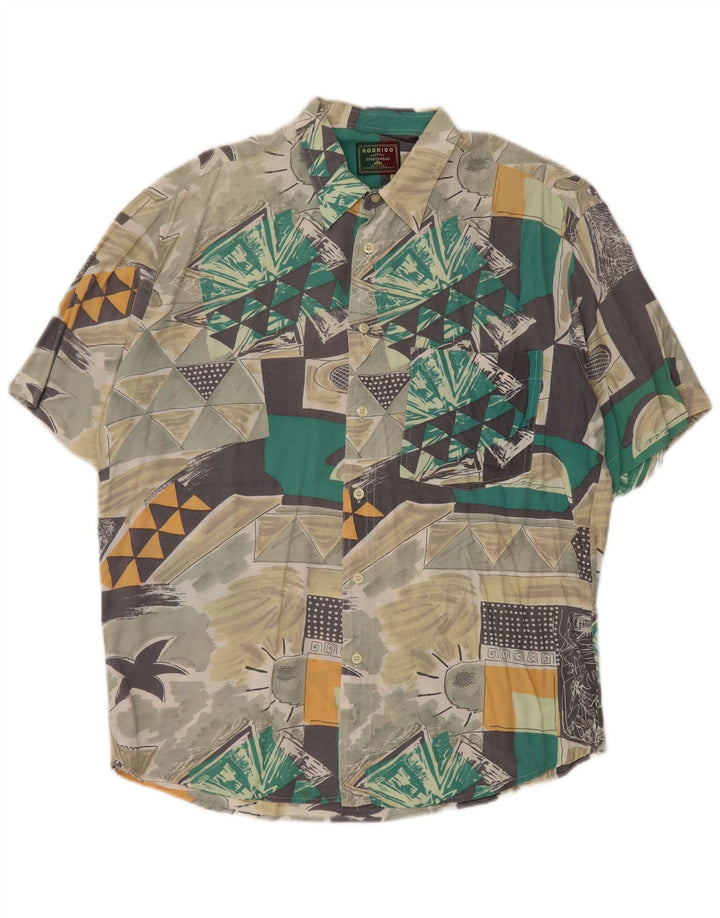 RODRIGO Camisa Manga Corta Hombre Talla 16 41 Grande Multicolor Geométrico