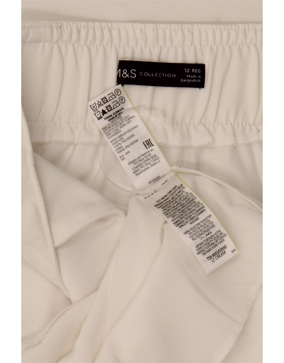 MARKS & SPENCER Falda recta para mujer UK 12 Medium W30 Poliéster blanco