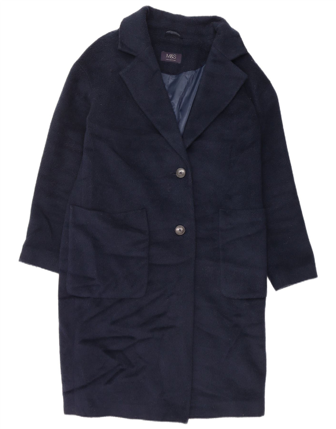 Marks & Spencer Abrigo extragrande para mujer UK 10 Small Poliéster azul marino