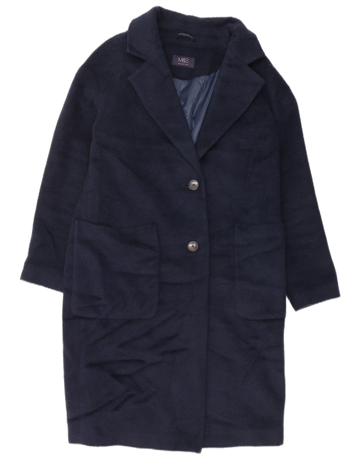 Marks & Spencer Abrigo extragrande para mujer UK 10 Small Poliéster azul marino