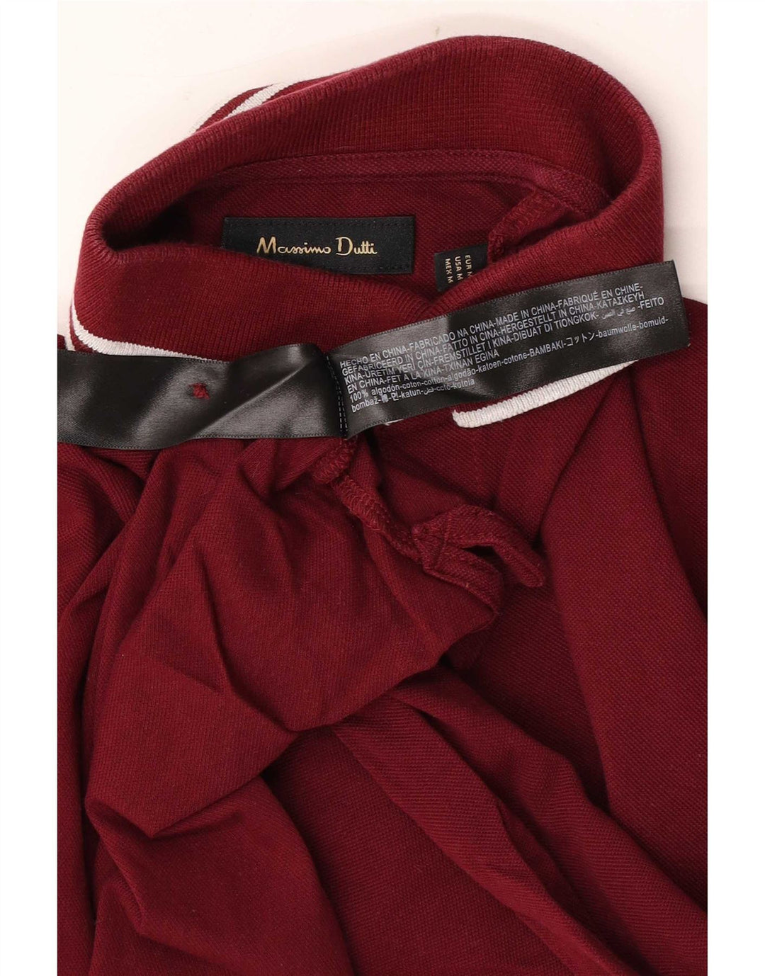 Polo Massimo Dutti Hombre Algodón Rayas Burdeos Medio