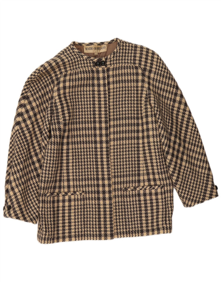 Chaqueta Blazer Mujer Mario Borsato IT 42 Lana de Pata de Gallo Beige Medio