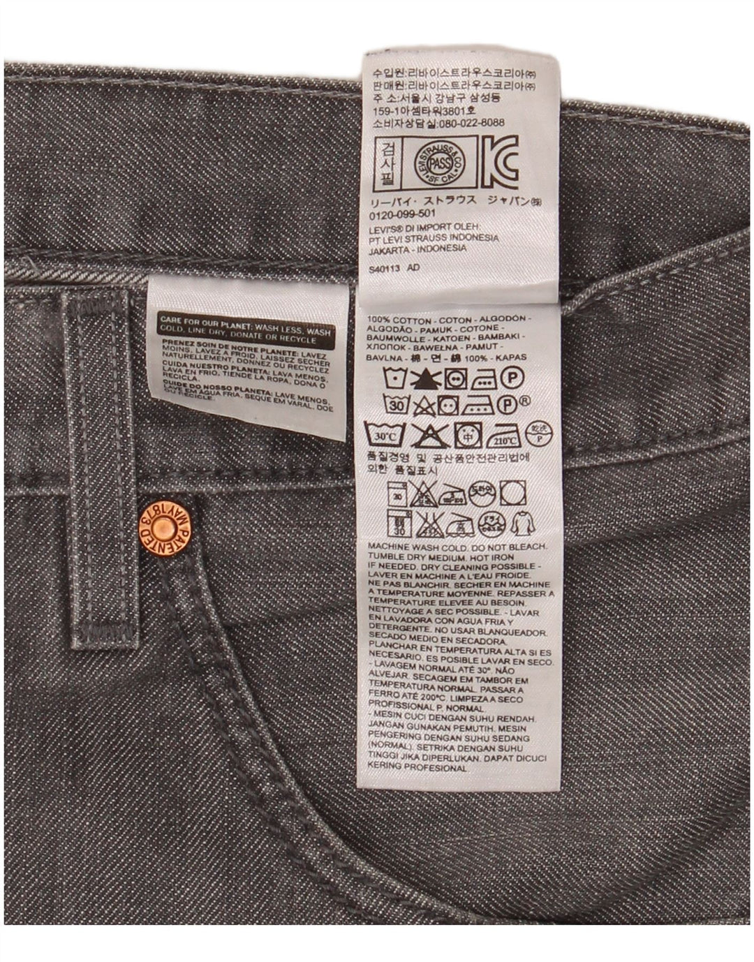Levi's Vaqueros cónicos 508 para hombre W34 L32 Algodón gris