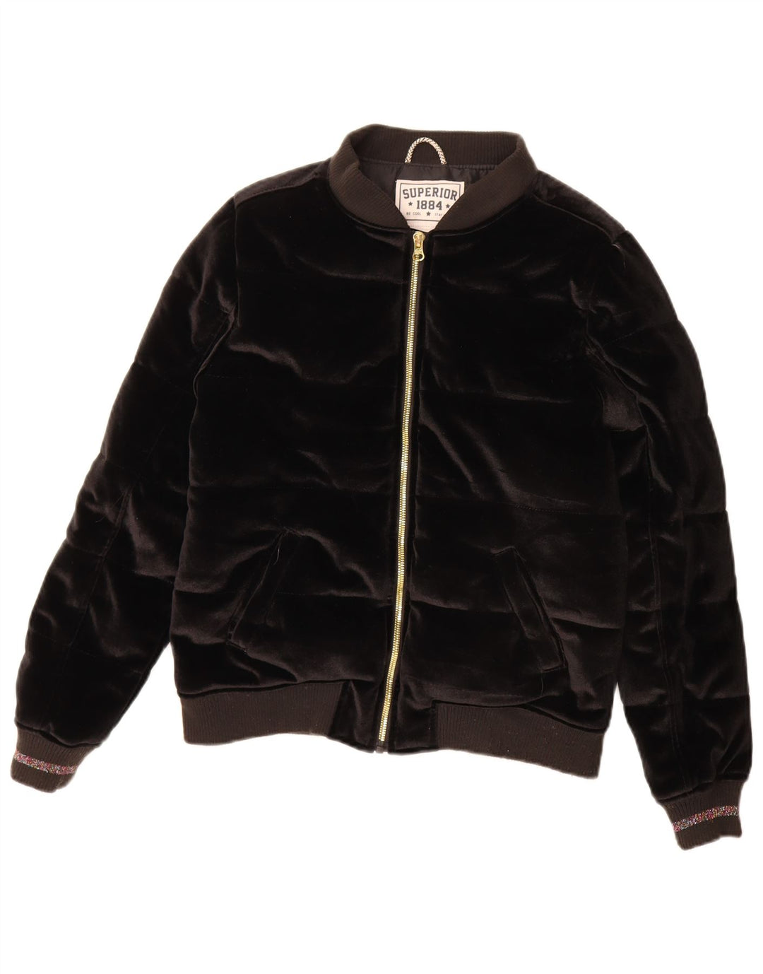 Chaqueta acolchada de terciopelo Superior para niña 13-14 años Negro Poliéster