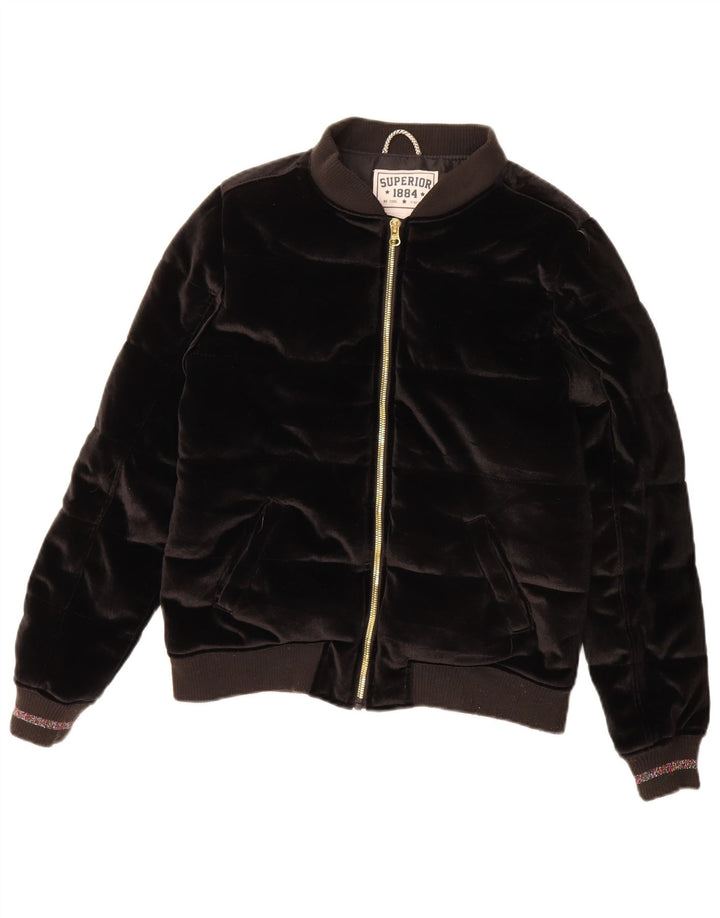 Chaqueta acolchada de terciopelo Superior para niña 13-14 años Negro Poliéster