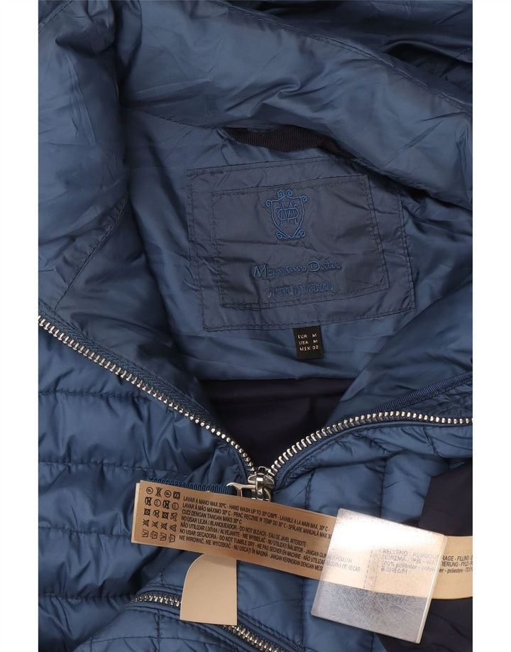 Massimo Dutti Chaleco Acolchado Con Capucha Mujer UK 42 Azul Medio Poliéster