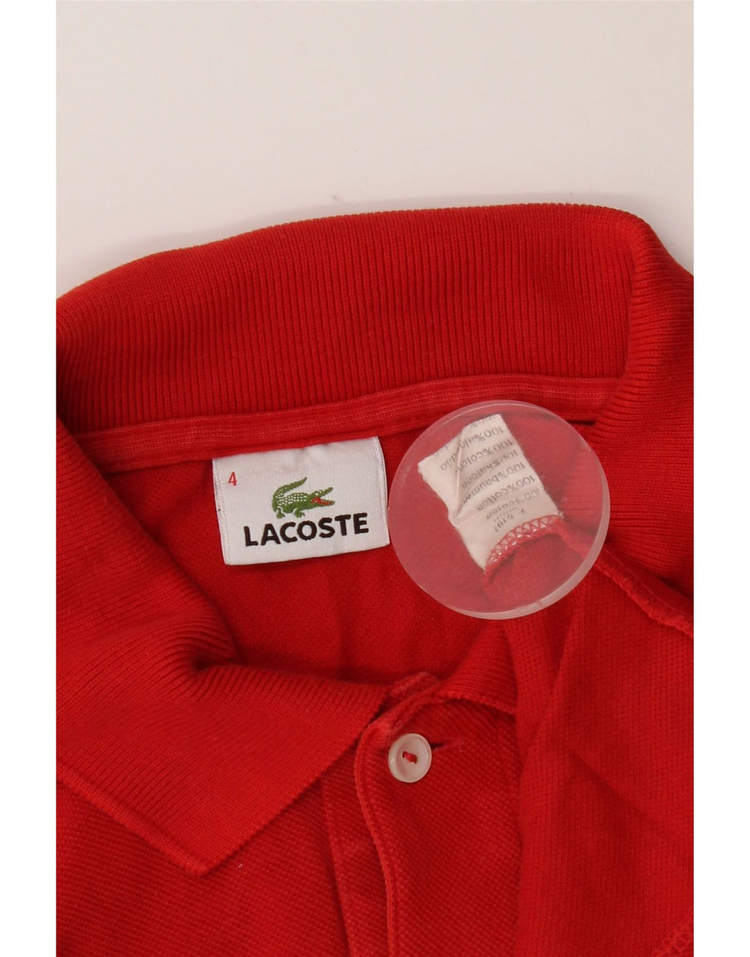 Polo Lacoste para hombre talla 4 mediano algodón rojo