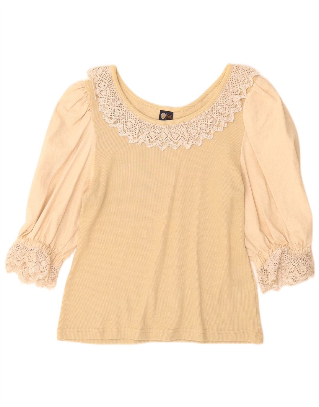 YOUR SIXTH SENSE Blusa de manga 3/4 para mujer UK 40/16 Grande Algodón beige