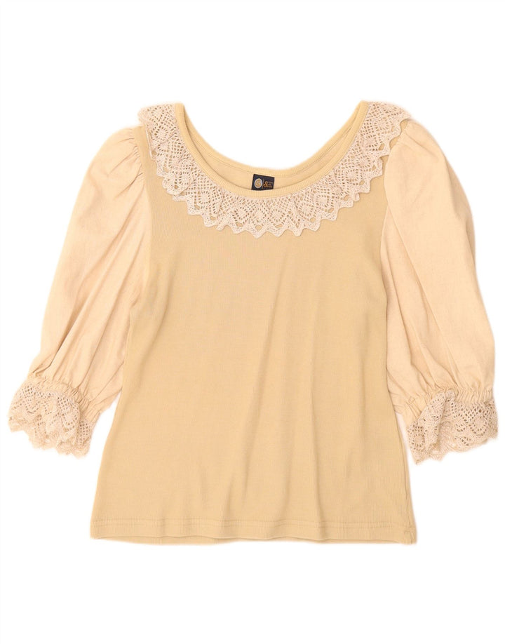YOUR SIXTH SENSE Blusa de manga 3/4 para mujer UK 40/16 Grande Algodón beige