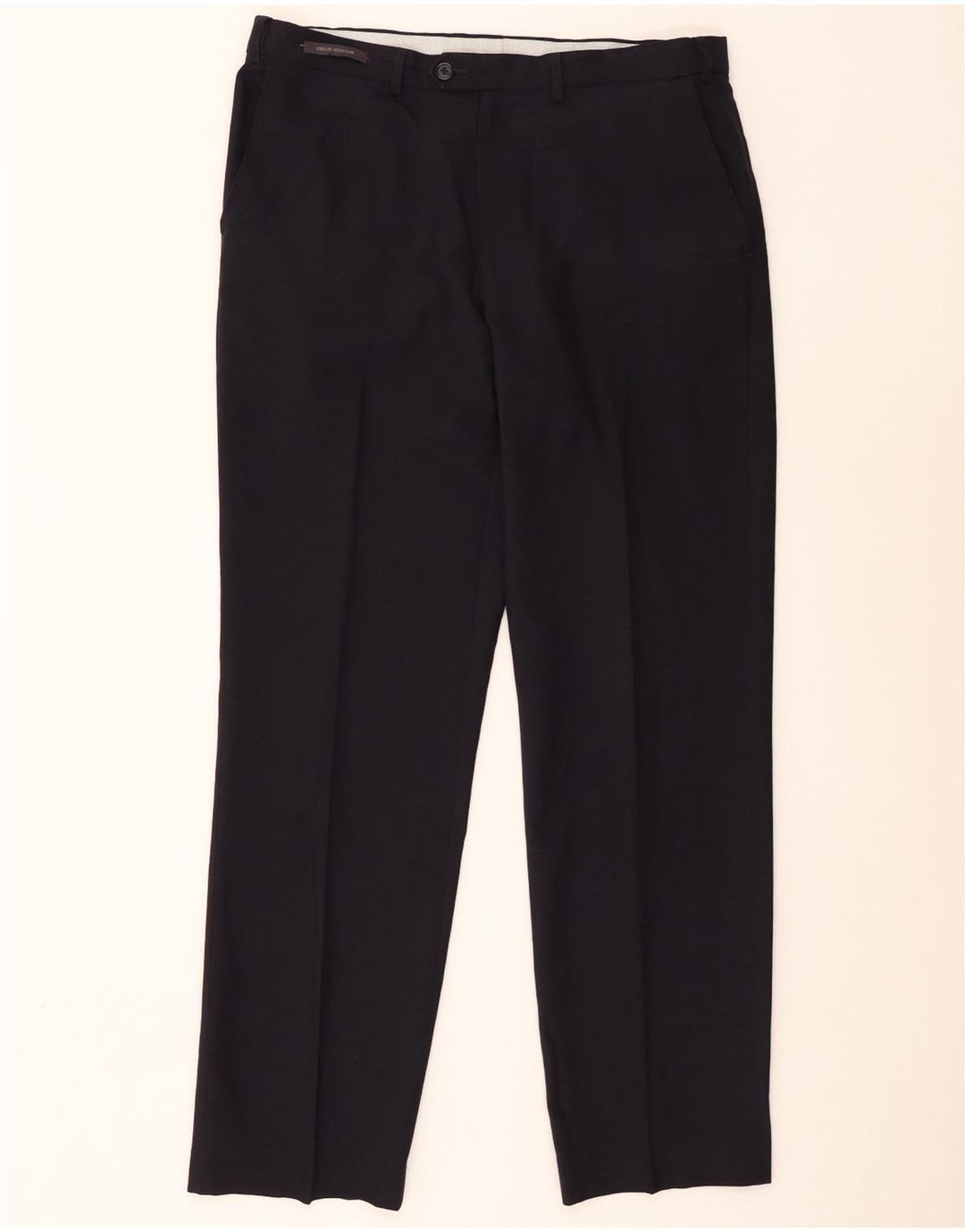 Marks & Spencer Pantalón de traje regular para hombre W36 L33 Poliéster azul marino