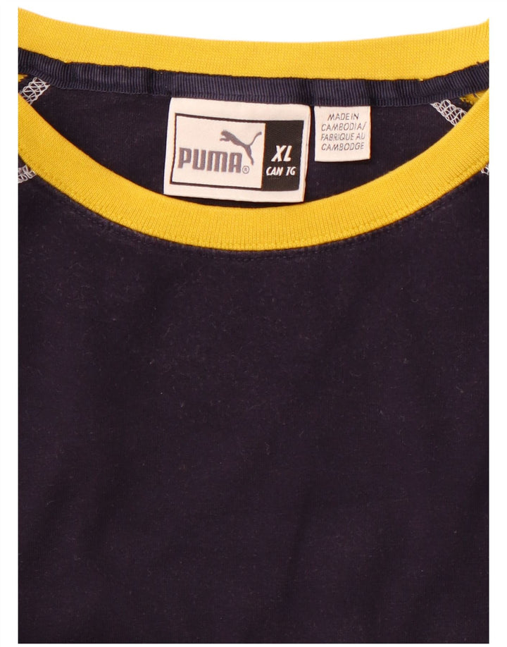 PUMA Camiseta deportiva de manga larga para hombre XL azul marino con bloques de color