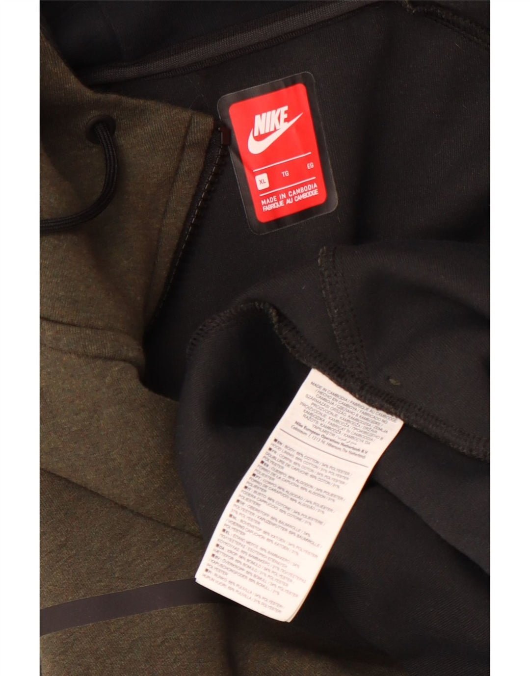 Nike Sudadera con capucha y cremallera para hombre XL Algodón caqui