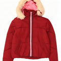 Topshop Chaqueta acolchada extragrande con capucha para mujer UK 6 XS Poliéster rojo