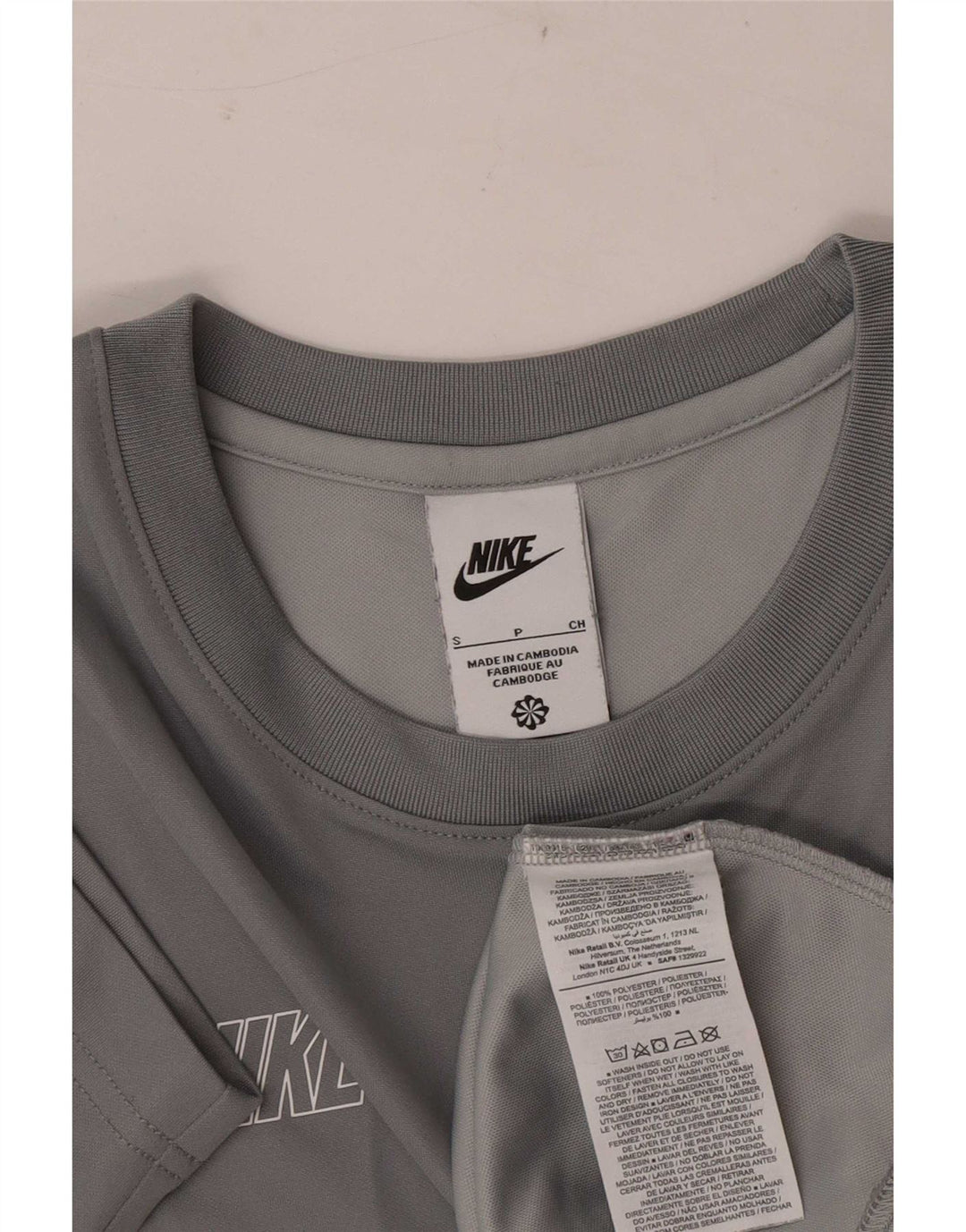 Nike Camiseta gráfica para hombre Top pequeño gris color block Poliéster