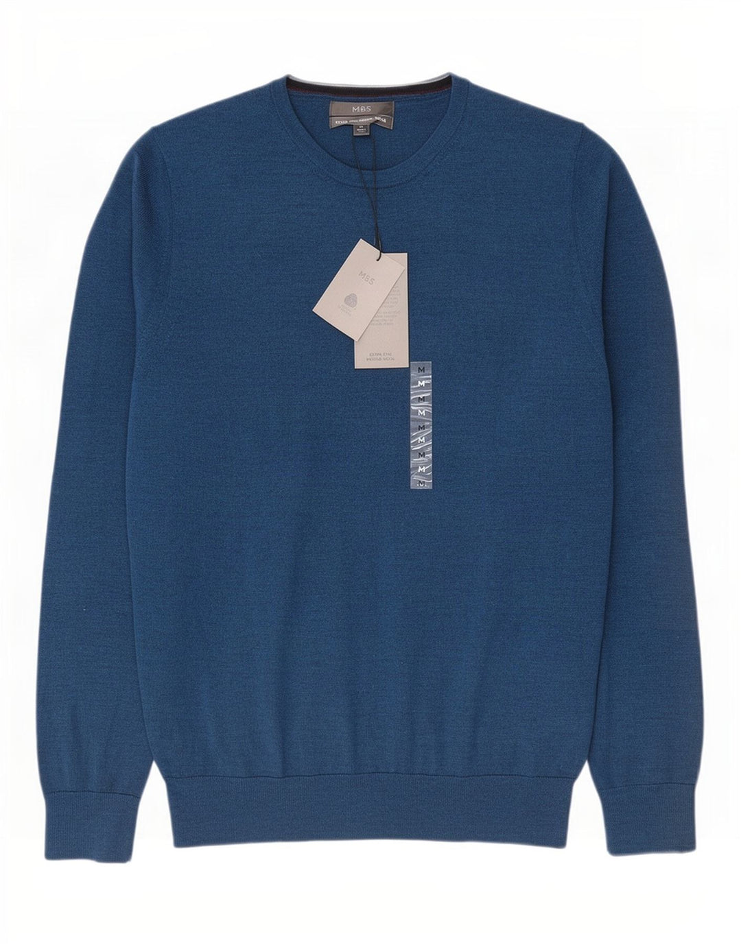 Marks & Spencer Jersey de cuello redondo para hombre de lana merino azul medio