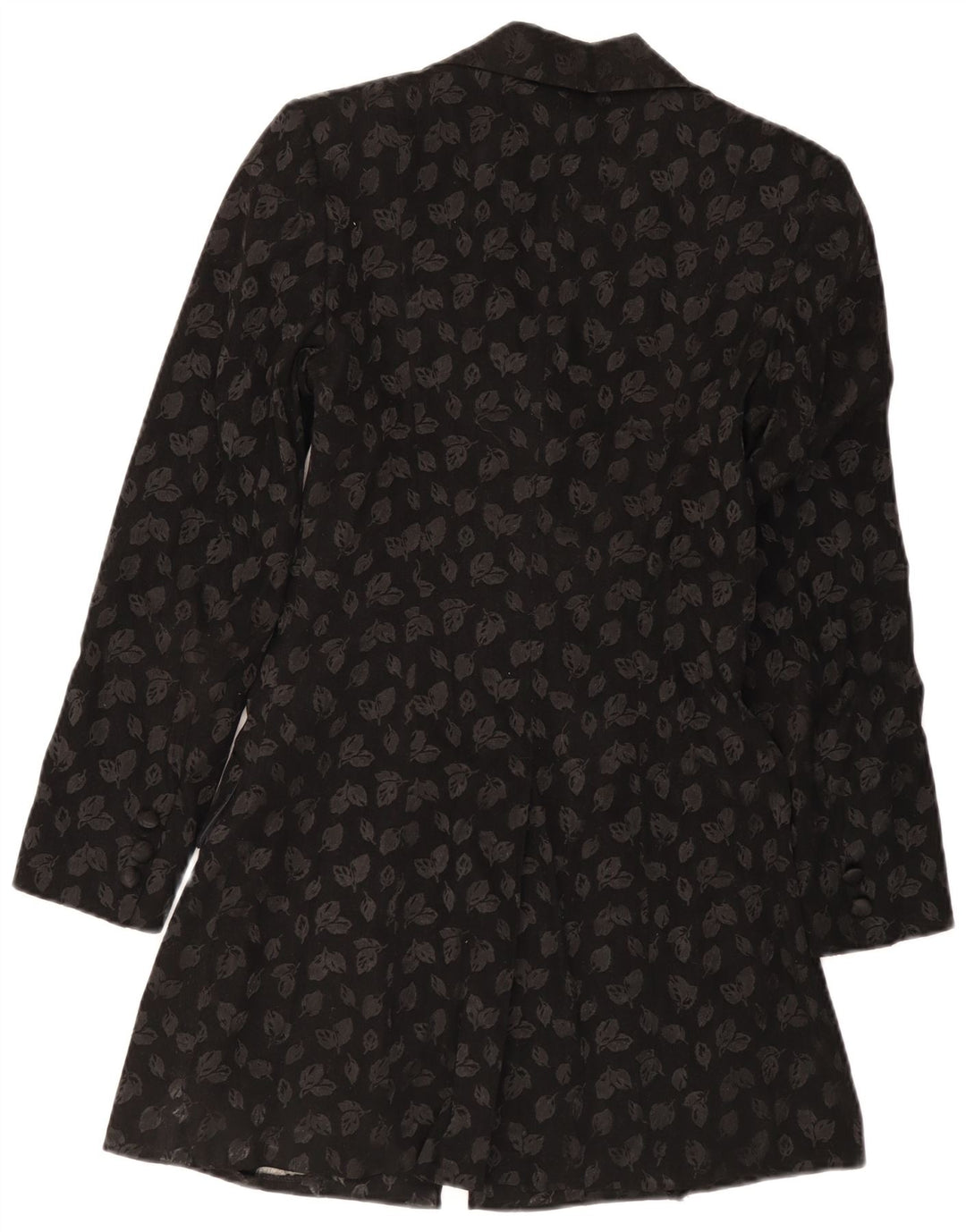 Vintage mujer longline 6 botón Blazer chaqueta IT 40 pequeño negro floral