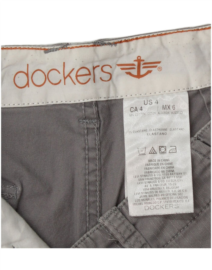 DOCKERS Pantalones cortos chinos para mujer US 4 Small W28 Gris Algodón