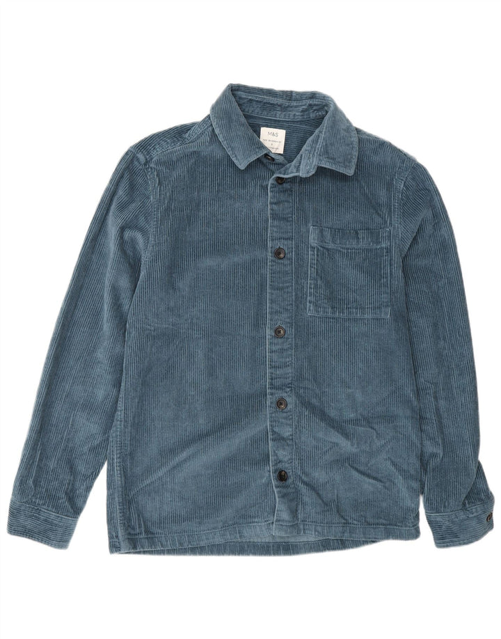 Marks & Spencer - Camisa de pana para hombre, talla pequeña, algodón azul