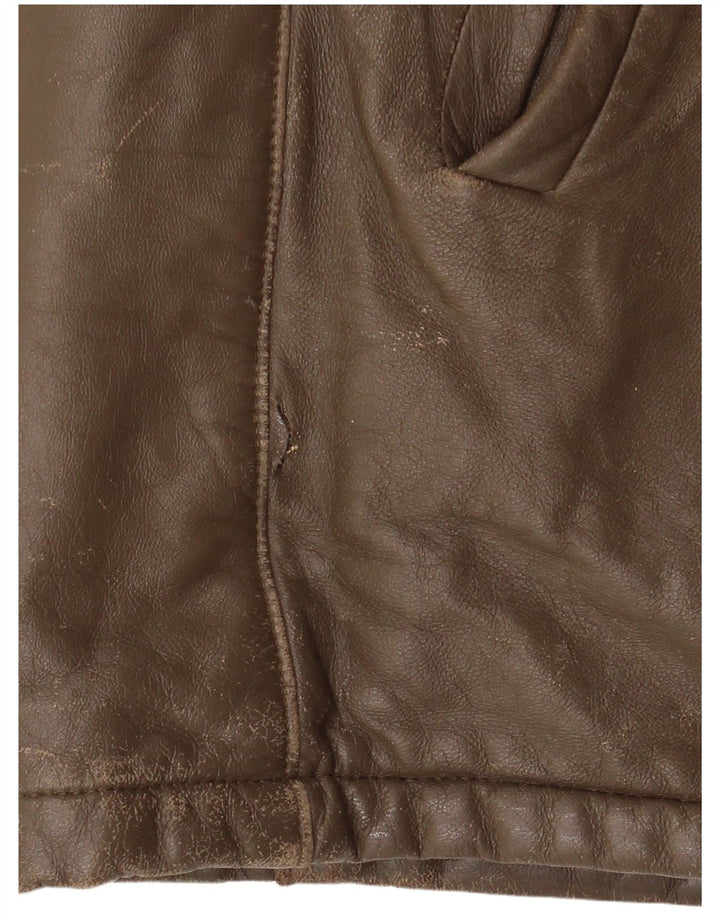 Chaqueta de cuero vintage para hombre IT 52 XL cuero marrón