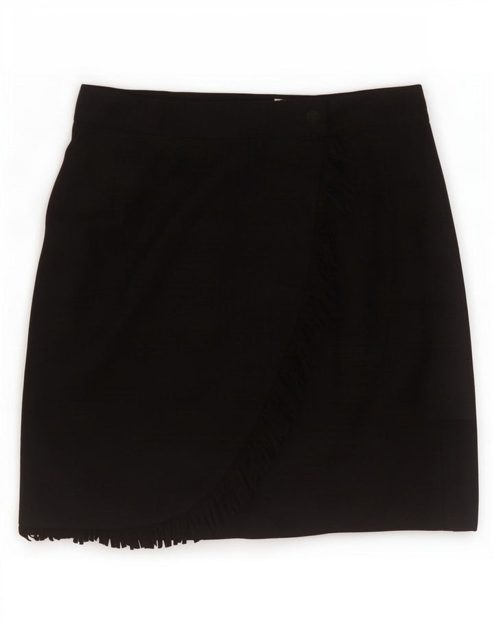 Vintage mujer mini falda envolvente IT 46 grande W30 negro nueva lana