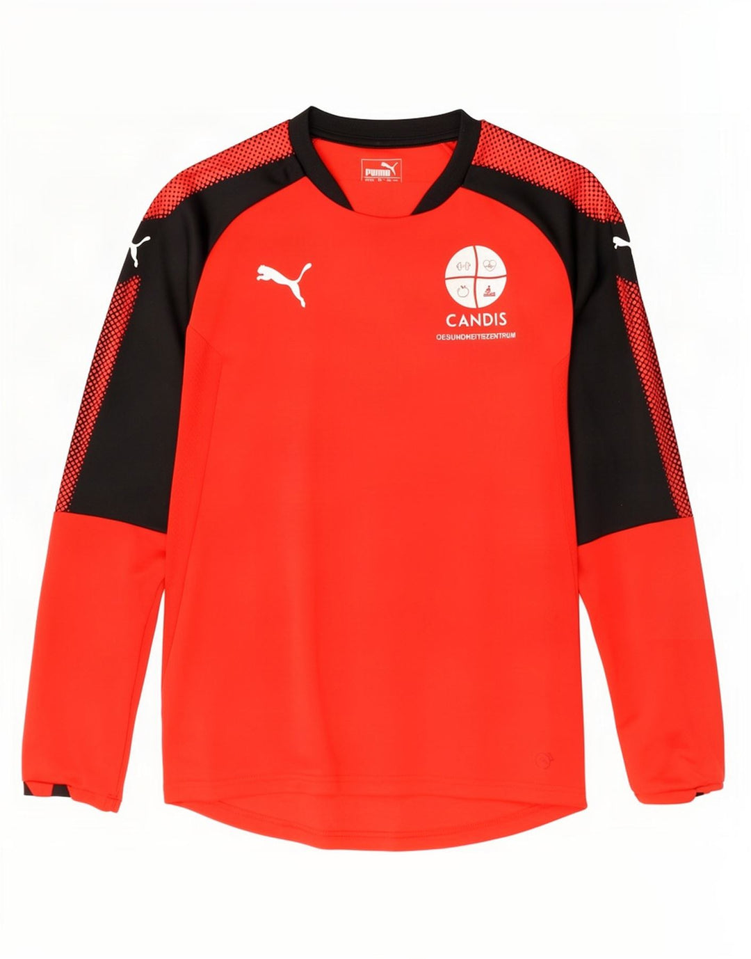 Puma Top gráfico de manga larga para hombre, poliéster color block, pequeño, rojo