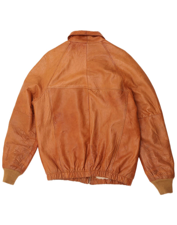 Vintage hombres Sherpa chaqueta de cuero Reino Unido 38 marrón medio