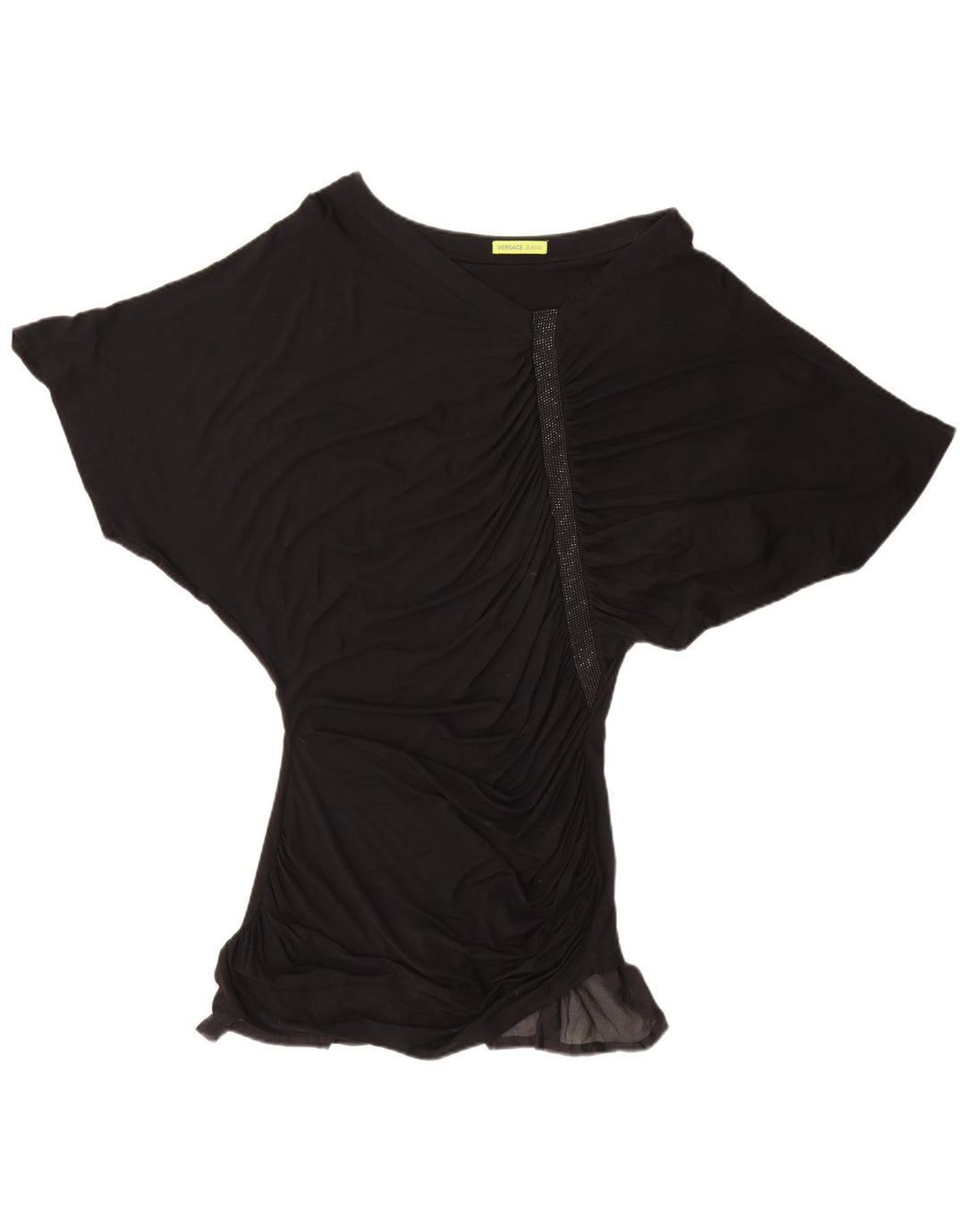 Versace Vestido Túnica Batwing IT 48 XL Viscosa Negra