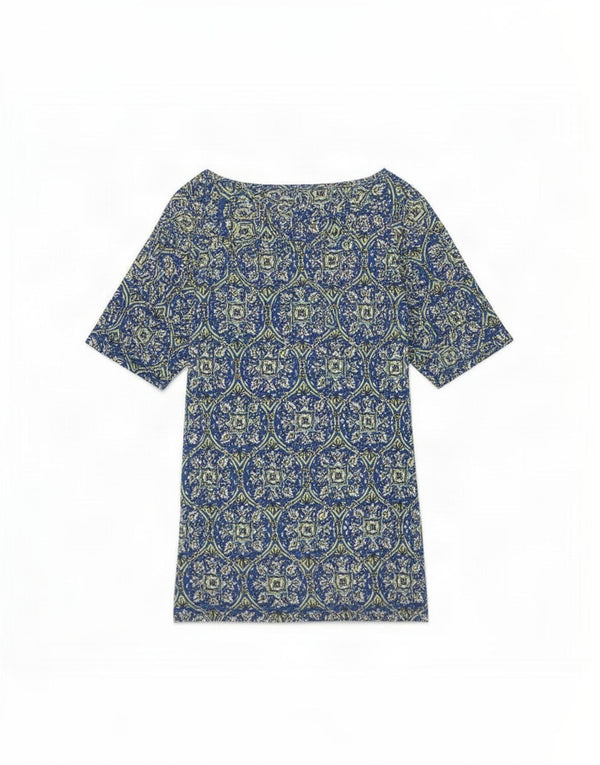 Marks & Spencer Camiseta para Mujer Top UK 22 3XL Algodón Floral Azul