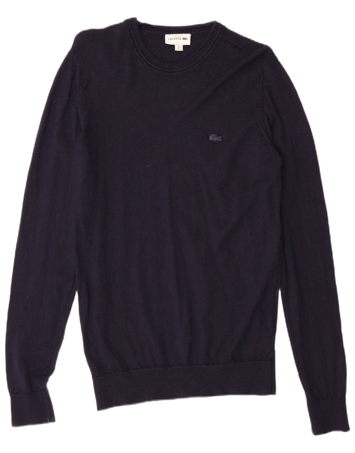 Lacoste Jersey de cuello redondo para hombre talla 4 mediano azul marino lana virgen