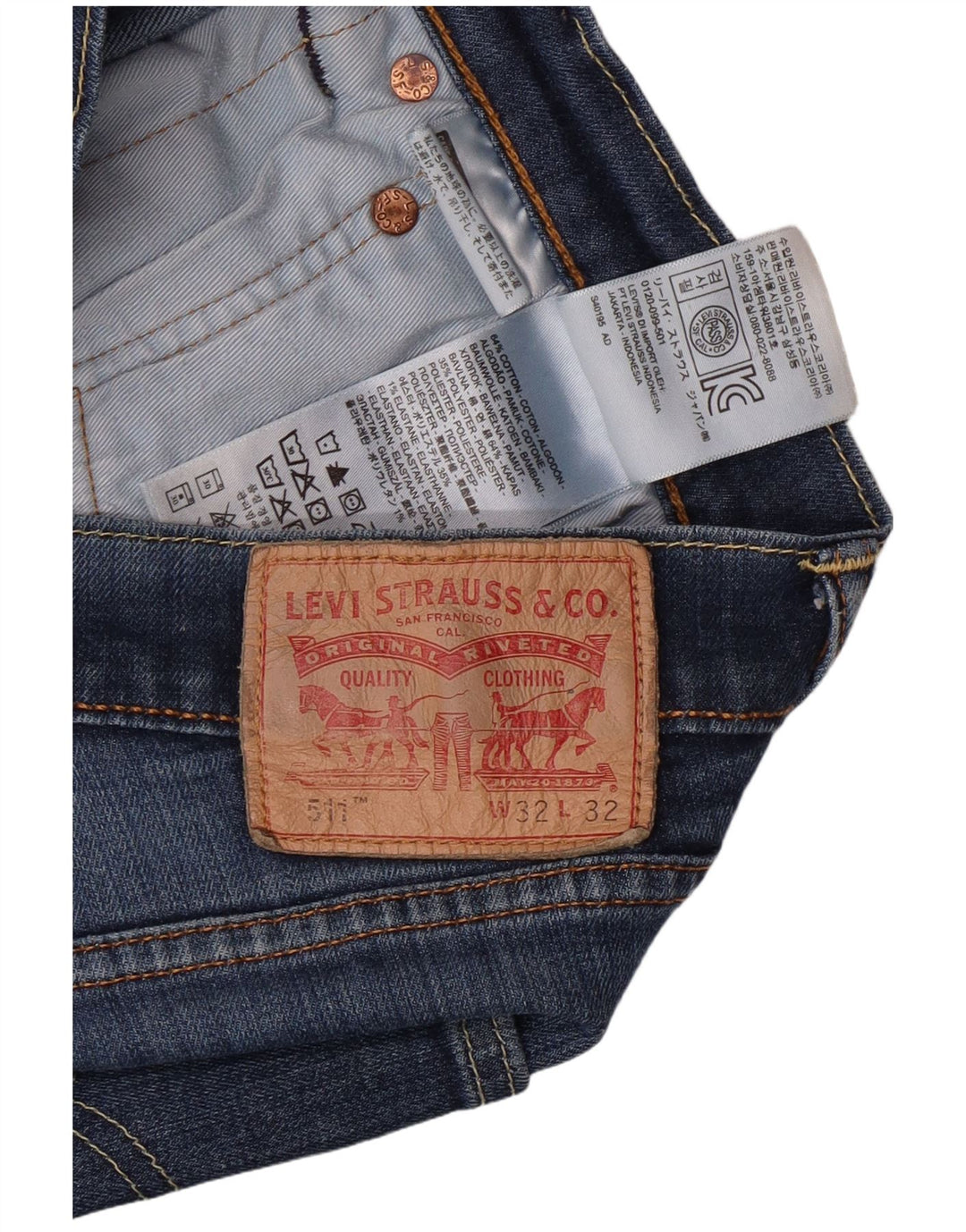 LEVI'S Mens 511 Slim Jeans W32 L32 Algodón Azul