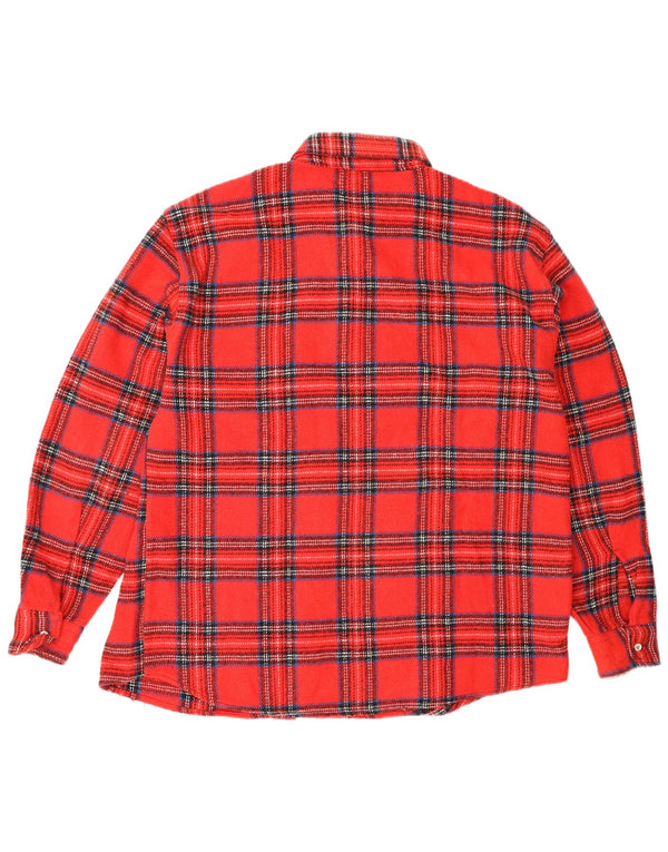 Camisa de franela vintage para hombre con cuadros rojos grandes