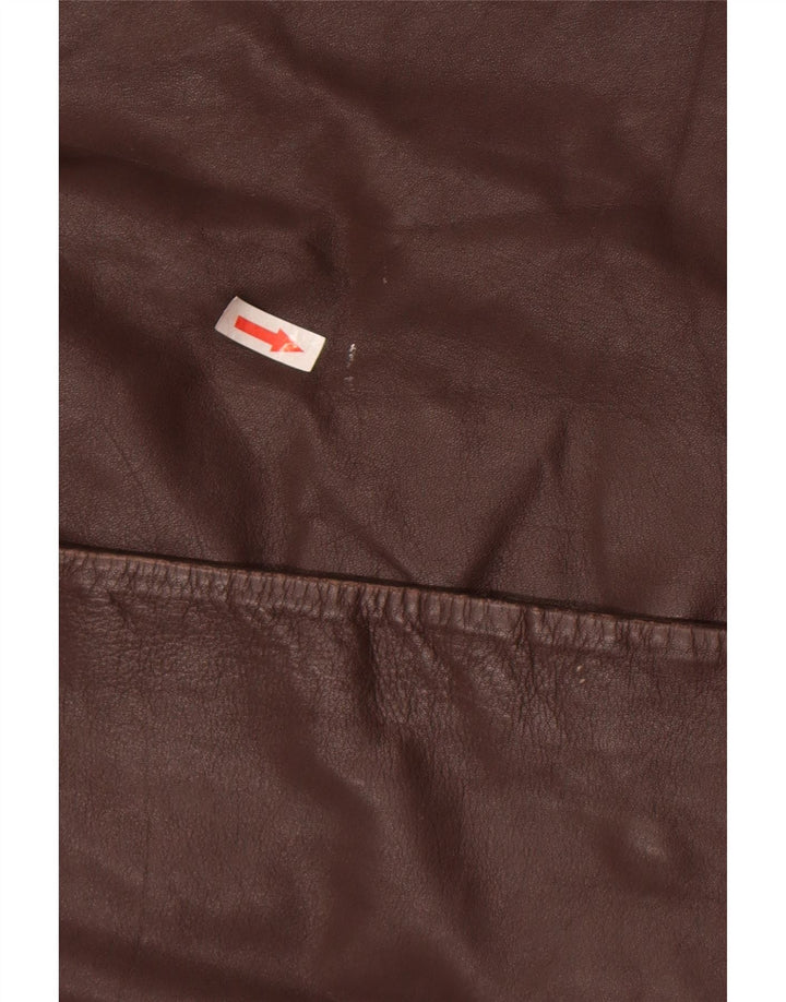 Abrigo de cuero vintage para mujer IT 46 cuero marrón grande